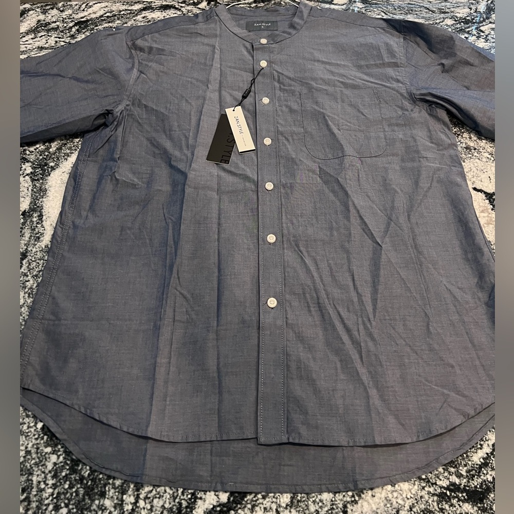 Men’s Collar-Less Button Down